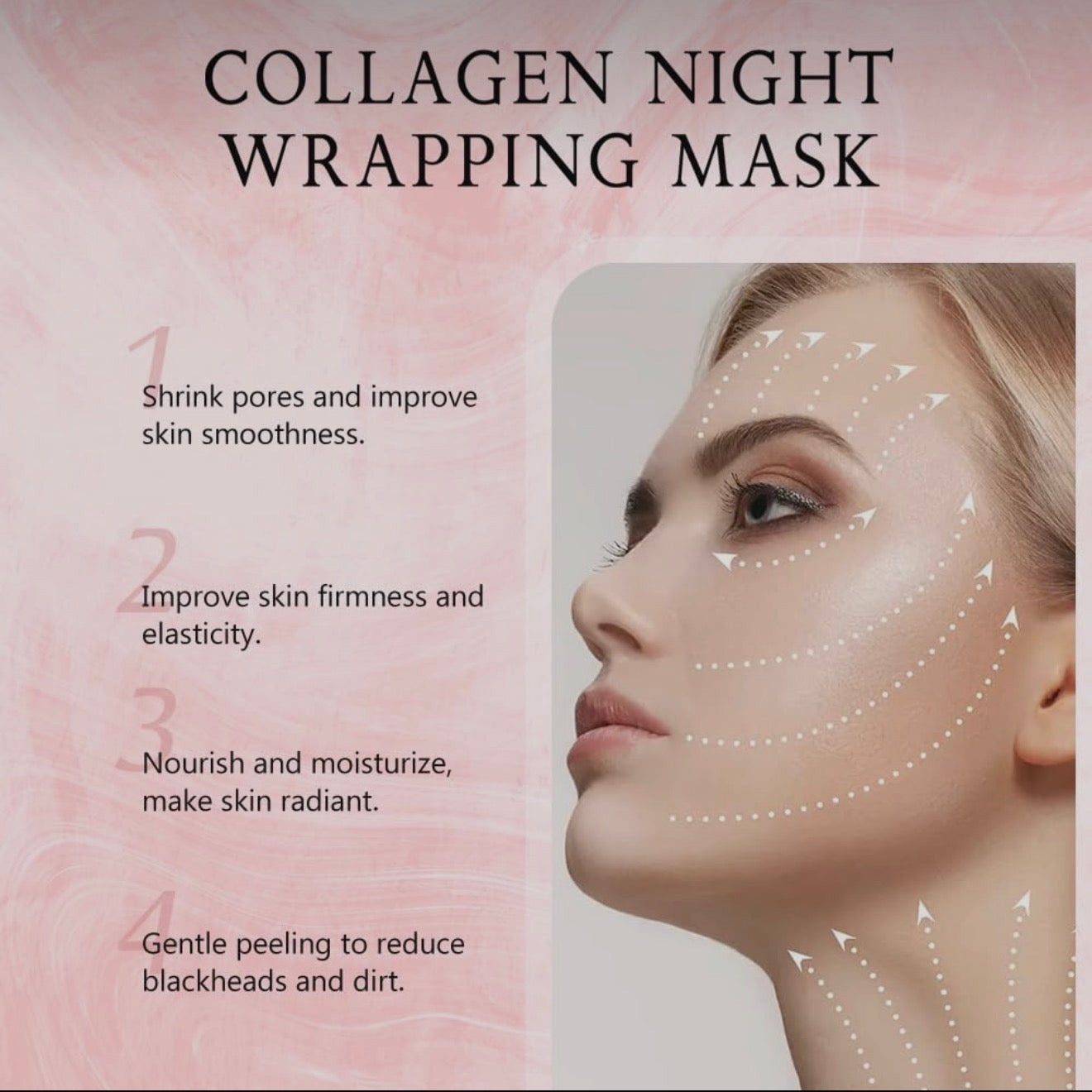 Collagen Wrapping Mask Travel Size 0.81 Fl.Oz Elasticity Improving Hydrating Firming Hydrolyzed Collagen & Peptide Glass Skin Peel off Mask Korean Skincare for Face Travel Size 0.81 Fl.Oz