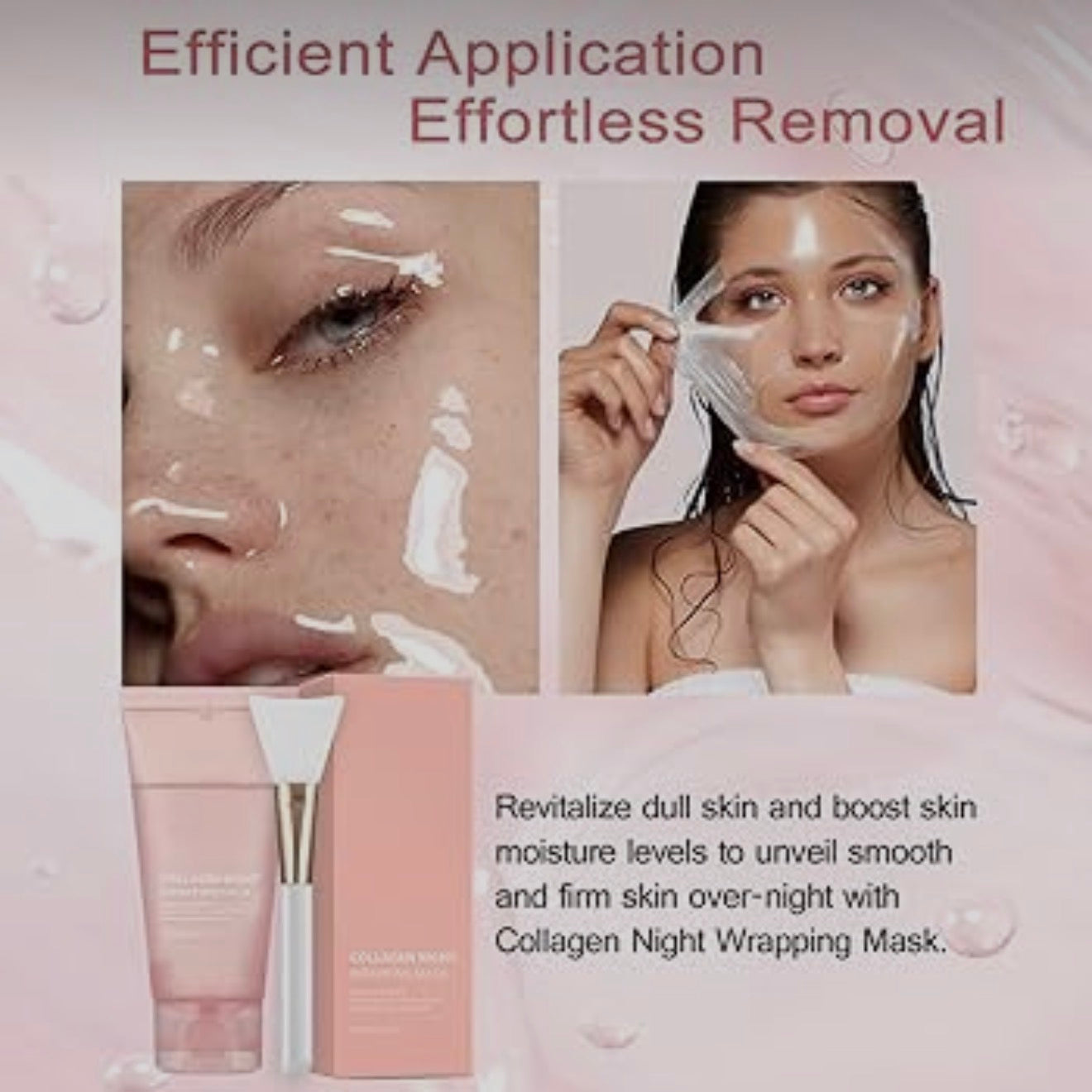 Collagen Wrapping Mask Travel Size 0.81 Fl.Oz Elasticity Improving Hydrating Firming Hydrolyzed Collagen & Peptide Glass Skin Peel off Mask Korean Skincare for Face Travel Size 0.81 Fl.Oz