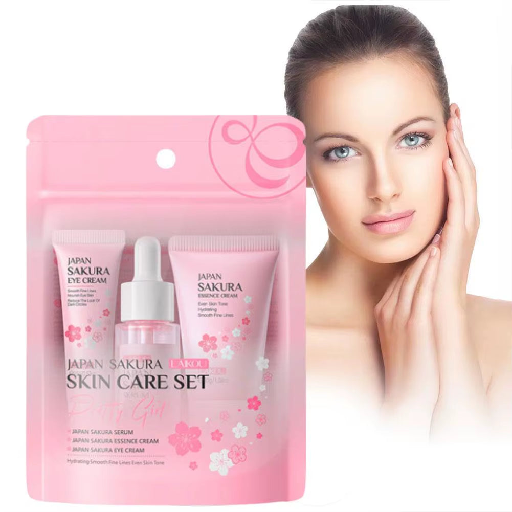 Sakura Skin Care Sets & Kits with Cleanser,Serum,Eye Cream,Essence Cream Beauty Products for Women Gift Sets Routine Travel Kit